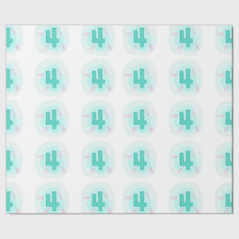 Regalo Swirly Aqua Número 4 Papel de envolvimiento de cua
