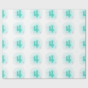 Regalo Swirly Aqua Número 4 Papel de envolvimiento de cua