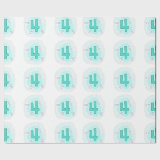 Regalo Swirly Aqua Número 4 Papel de envolvimiento de cua (Costura)