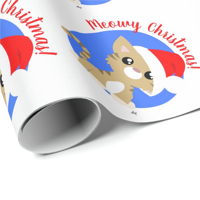 Regalo Tan Meowy Navidades Papel de envolvimiento de Kitt (Esquina del rollo)