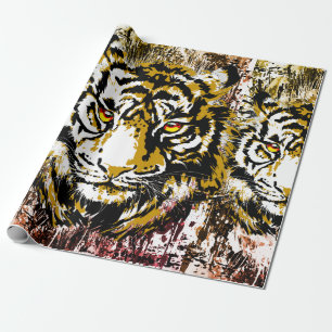 Regalo Tigre realista - Papel de ajuste de tigre retro