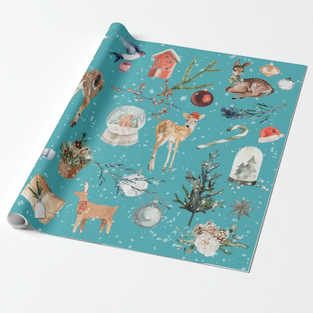 Regalo Todo Navidad Papel de envolver renos (Desenrollado)