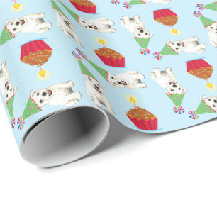 Regalo Torta de Cumpleaños Papel Westie Wrape
