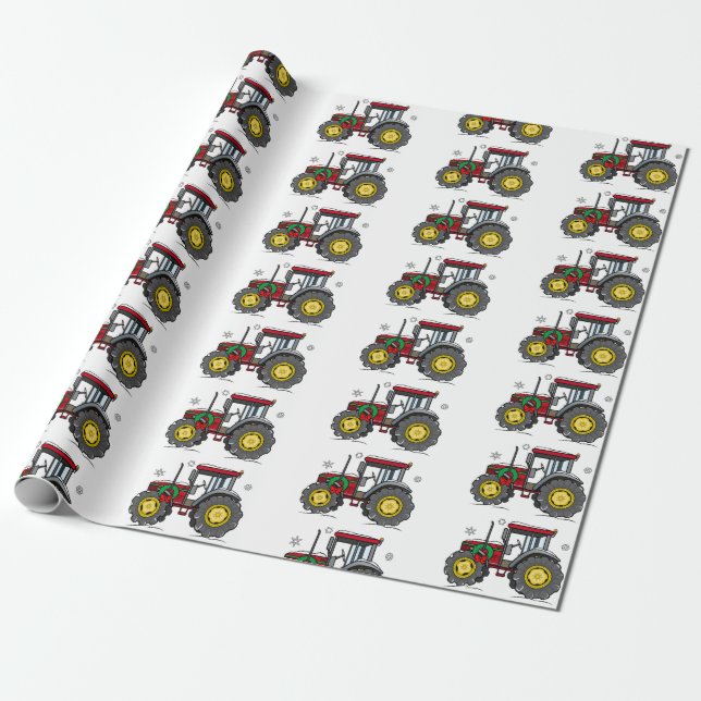 Regalo Tractor en papel de envolvimiento de vacaciones (Desenrollado)