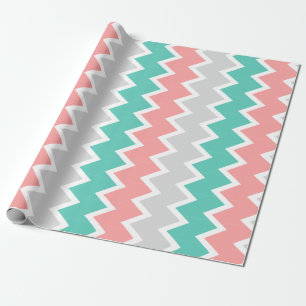 Regalo Trullo, coral, y papel de embalaje gris del galón