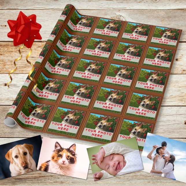 Regalo TU FOTO DE papel de ajuste personalizado (PHOTO Wrapping Paper. Dog Photo Wrapping Paper. Custom photo wrapping paper. Cat gift wrap, or pet.)