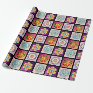 Regalo Tu papel de envolver de Mandalas de color - negro