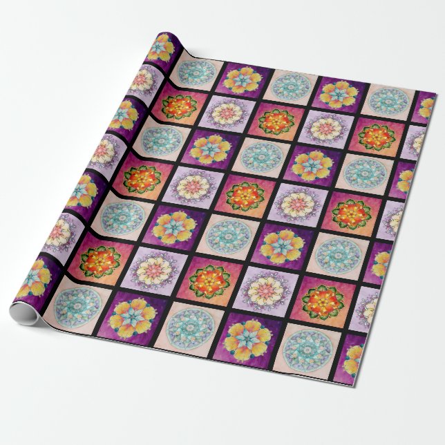 Regalo Tu papel de envolver de Mandalas de color - negro (Desenrollado)
