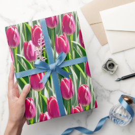 Regalo Tulipanes de tono rosa profundo - papel envolvente