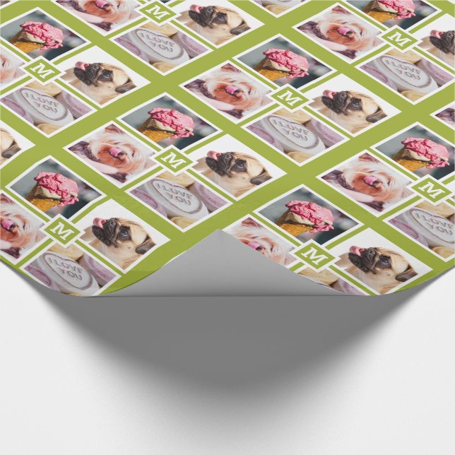 Regalo TUS 4 FOTOS y papel de envoltura de MONOGRAM (Esquina)