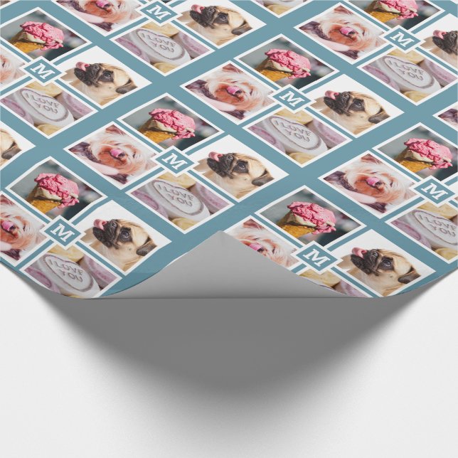 Regalo TUS 4 FOTOS y papel de envoltura de MONOGRAM (Esquina)