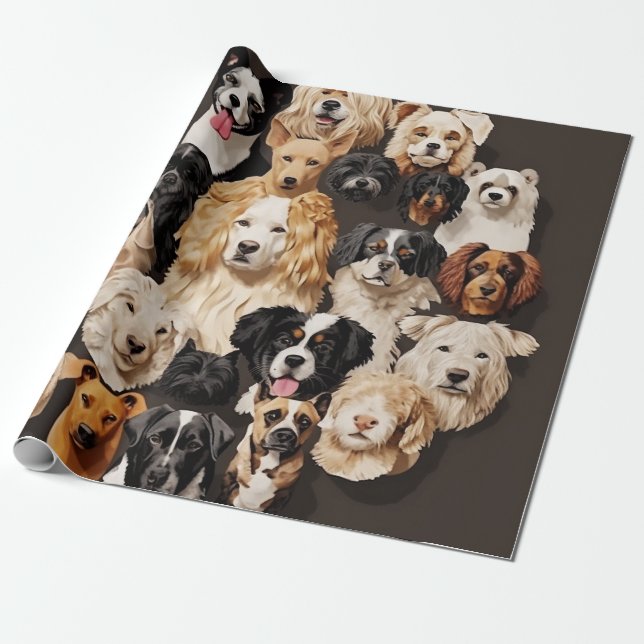Regalo Un Montón De Perros Envolviendo Papel (Desenrollado)