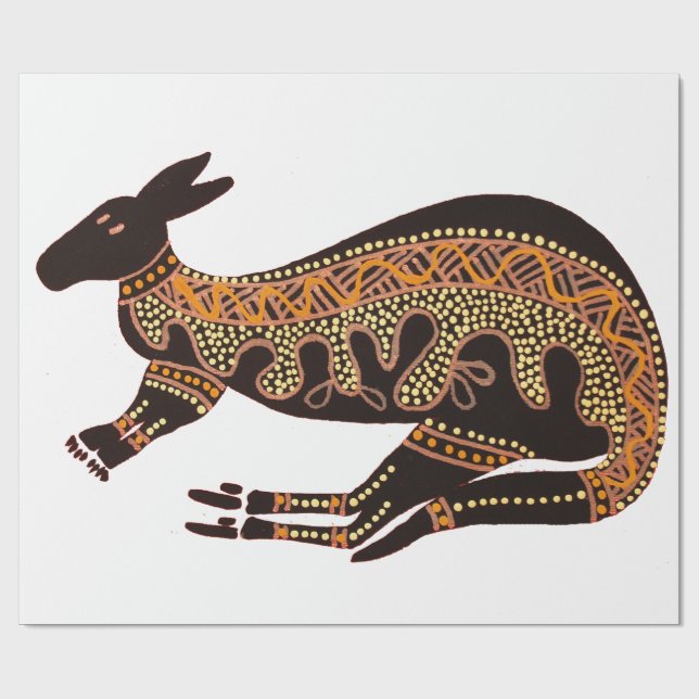 Regalo Un solo canguro sobre papel de envolvimiento blanc (Superficie plana)