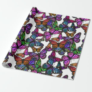 Regalo Una ráfaga de mariposas arcoiris envolviendo papel