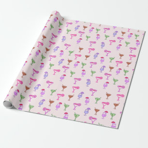 Regalo variedad de cócteles en papel de envoltura rosa