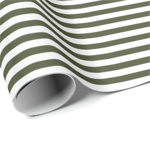 Regalo Verde oliva Papel de ajuste de franja blanca