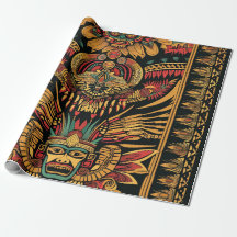 Vibrante "Sueño azteca" cian mate papel de envolvi