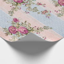 Vintage floral y papel de embalaje de las rayas