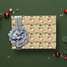 Regalo Vintage Snowman - Feliz papel de envoltura navideñ