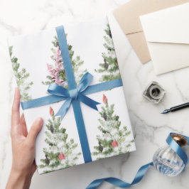 Regalo Watercolor lindo árbol de Navidad Papel de envolvi