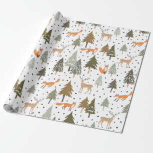 Regalo Woodland Animals Fox Deer Envolver hojas de papel