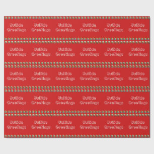 Regalo Yuletide Saludos Papel de Envoltura Rojo