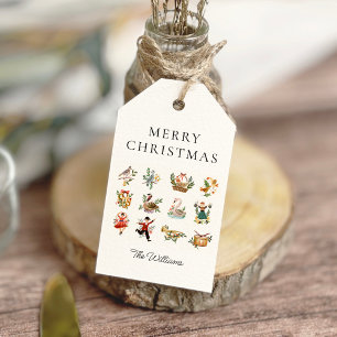 Regalos 12 días de etiquetas de regalo personalizadas para