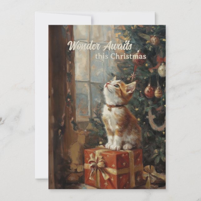 Regalos Árbol de Gatito Antiguo Feliz Navidad (Anverso)
