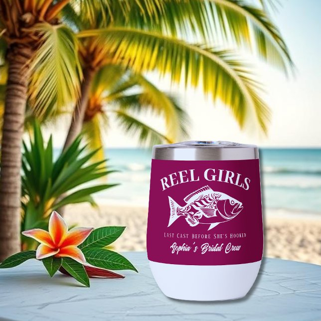 Regalos Bachelorette Party-Hawaii (Bachelorette Party Gifts Reel Girls Hawaiian Fisherman Trend Fish Wine Tumbler Wine Color)
