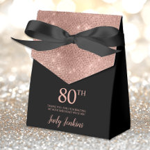 Caja de agradecimiento de oro rosa para el 80 cump
