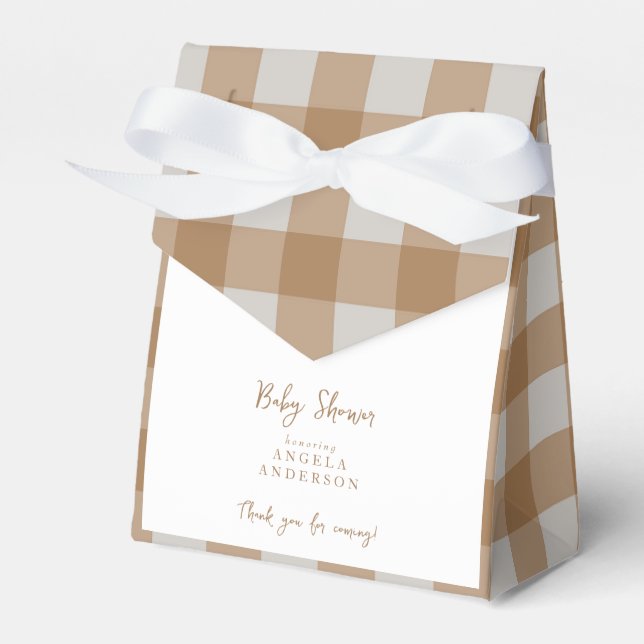 Regalos Caja de agradecimiento para baby shower de gingham (Front Side)
