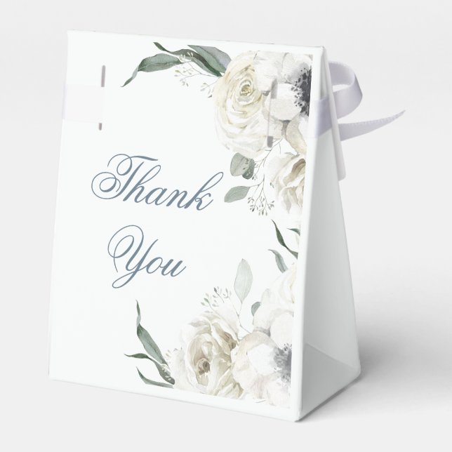 Regalos Caja de agradecimiento para boda con flores blanca (Reverso)