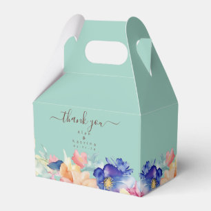 Regalos Caja de boda floral verde menta moderna para fiest