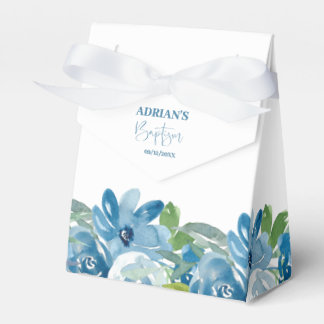 Regalos Caja de Favor de Bautizo Floral Azul para Niño
