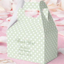 Caja de Favor para Baby Shower de Lunares Verdes