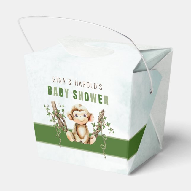 Regalos Caja de Favor para Baby Shower de Mono (Reverso)