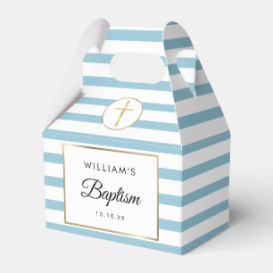 Regalos Caja de Favor para Bautizo con Raya Azul Adorable