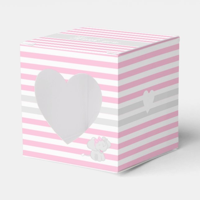 Regalos Caja de Favor Rosa para Elefante Cute Baby Shower (Anverso)