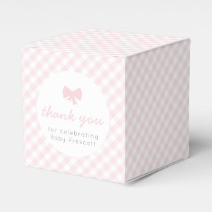 Regalos Caja de favores para bebés de gingham rosa