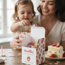 Caja de Favores para Primer Cumpleaños de Fresa Du