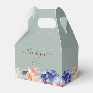 Regalos Caja de Gable Floral Verde Eucalipto para Bodas