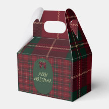Caja de regalo elegante de tartán de Navidad para