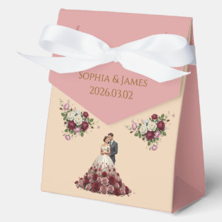 Regalos Caja de regalo floral de Borgoña moderna para boda