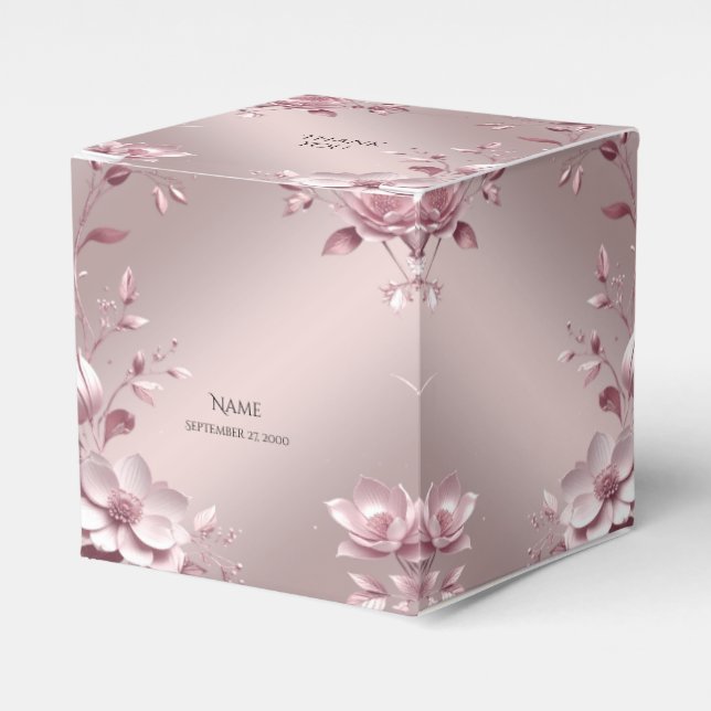 Regalos Caja delicada de flores rosadas para obsequios (Costado Anverso)