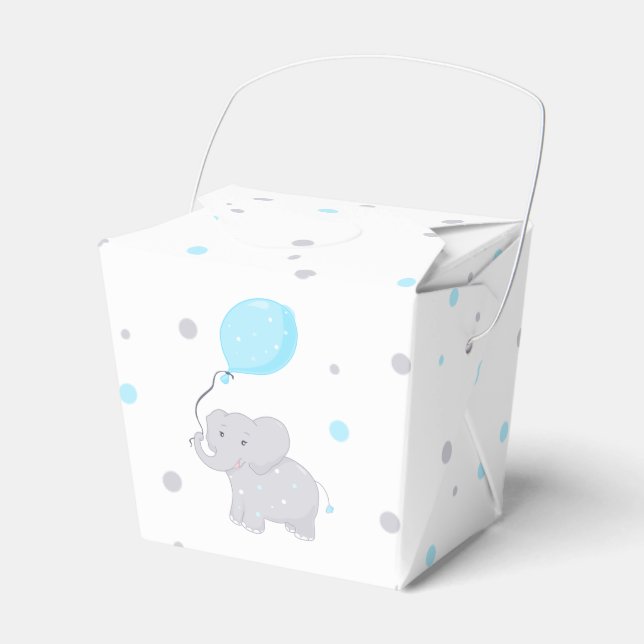 Regalos Caja para Favor de Baby Shower Niño Elefante (Front Side)