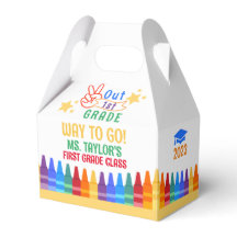 Colorida caja de favores para niños de graduación