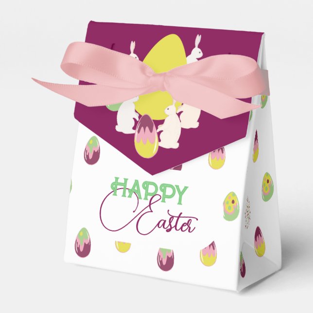 Regalos Conejillos de Pascua y huevos pintados. Caja para  (Front Side)