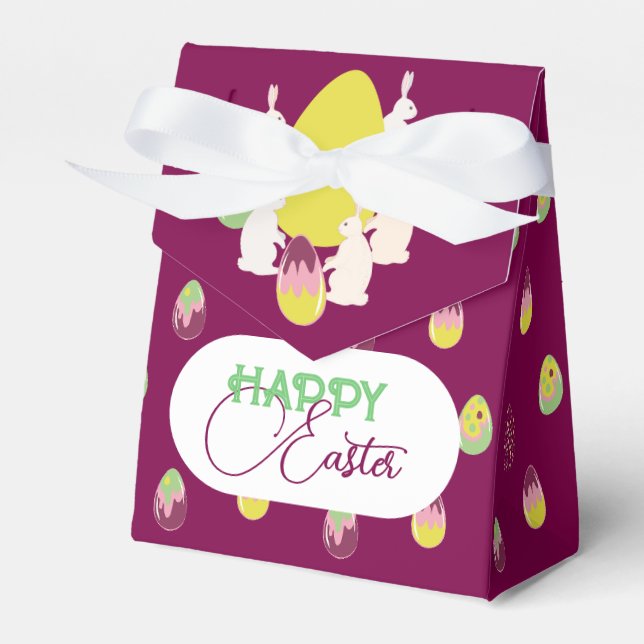 Regalos Conejillos de Pascua y huevos pintados. Caja para  (Front Side)