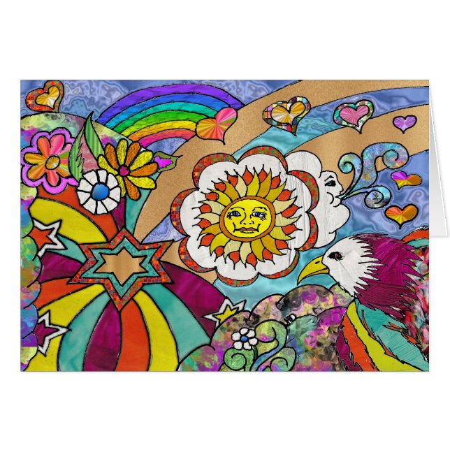 Regalos de aparejos de águila de sol psicodélicos  (Anverso (Horizontal))