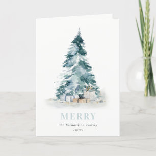 Regalos de árbol de Navidad de pino acuarela Aqua
